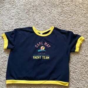 anthropologie by daily practice tee-short. size: M. color: navy/yellow.